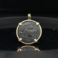 Ancient Greek god of wine, Dionysus coin in 14k yellow gold filled pendant