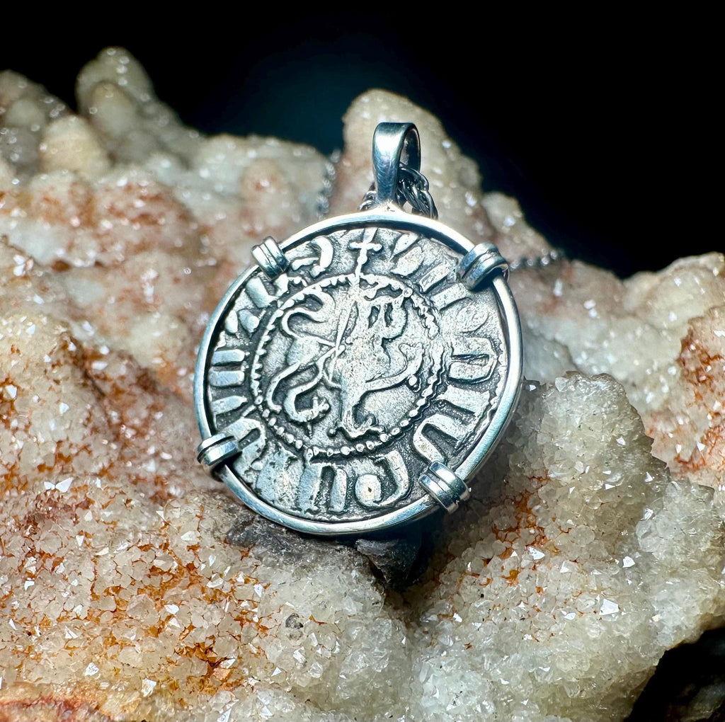 Genuine 13th Century Christian Lion And Cross Crusader coin in pendant