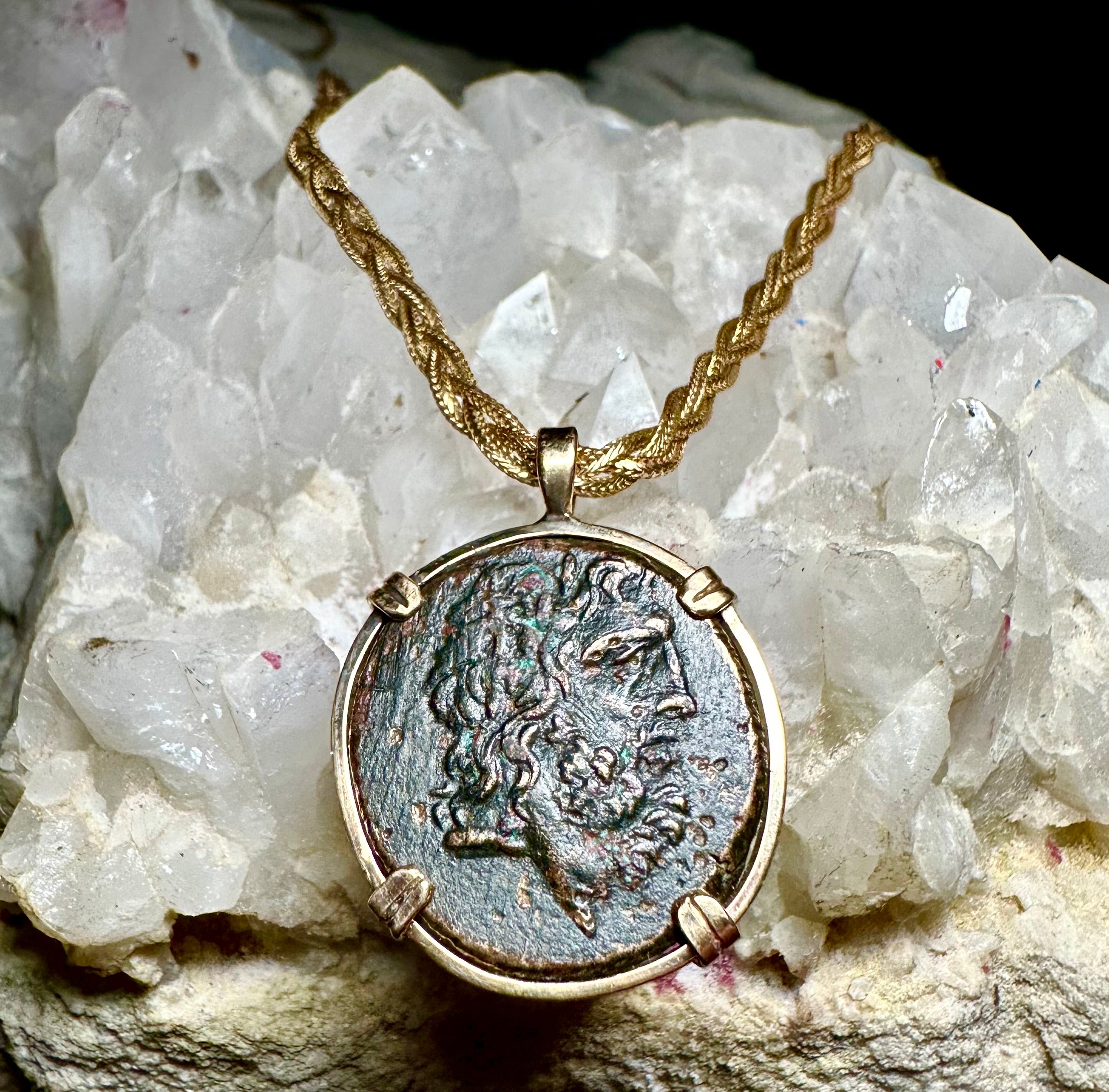 Ancient Greek Zeus and Eagle 14k yellow gold filled pendant