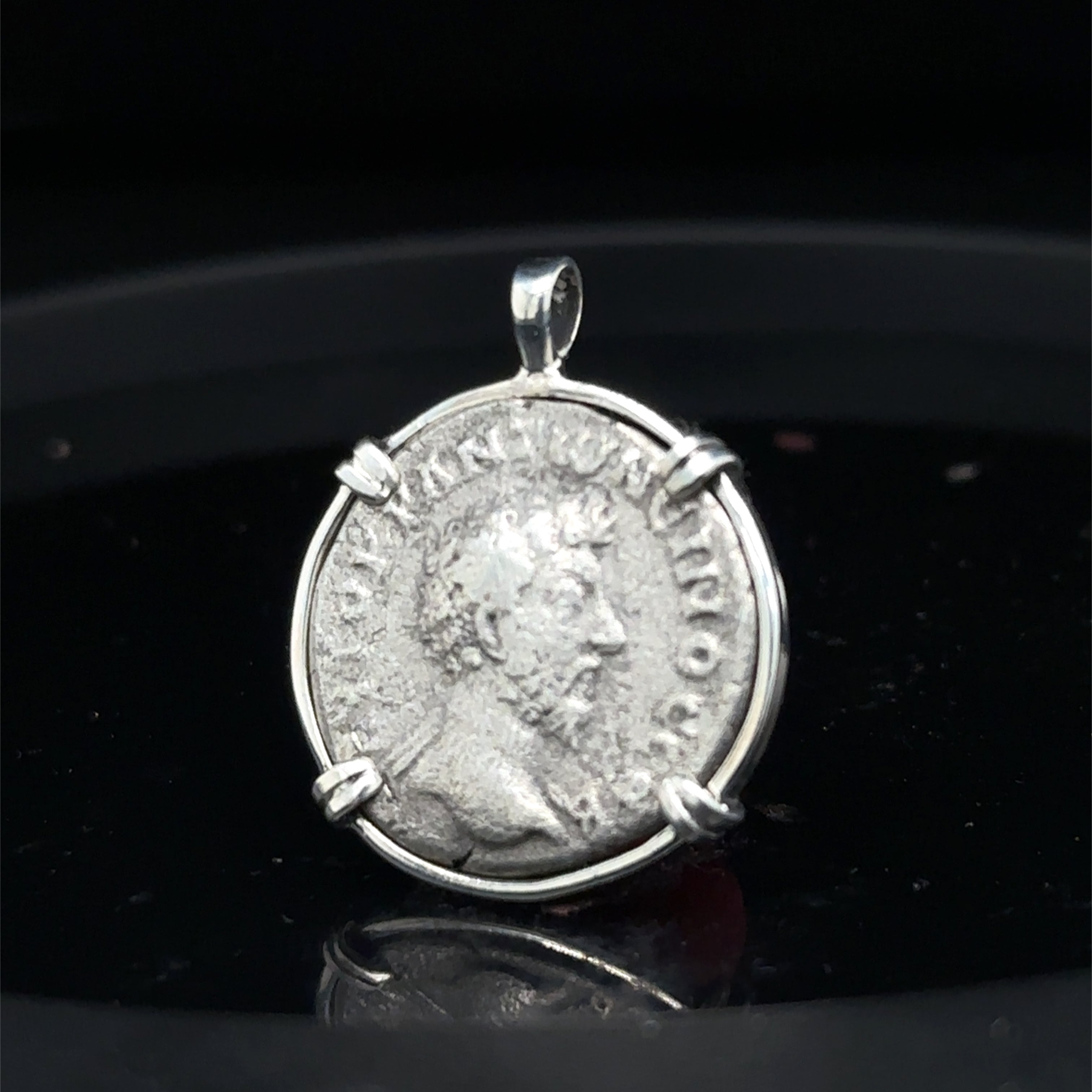Marcus Aurelius silver Didrachm in sterling silver pendant