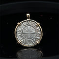 12th Century French Virgin Mary Christian Crusader Coin in 14k yellow gold filled pendant