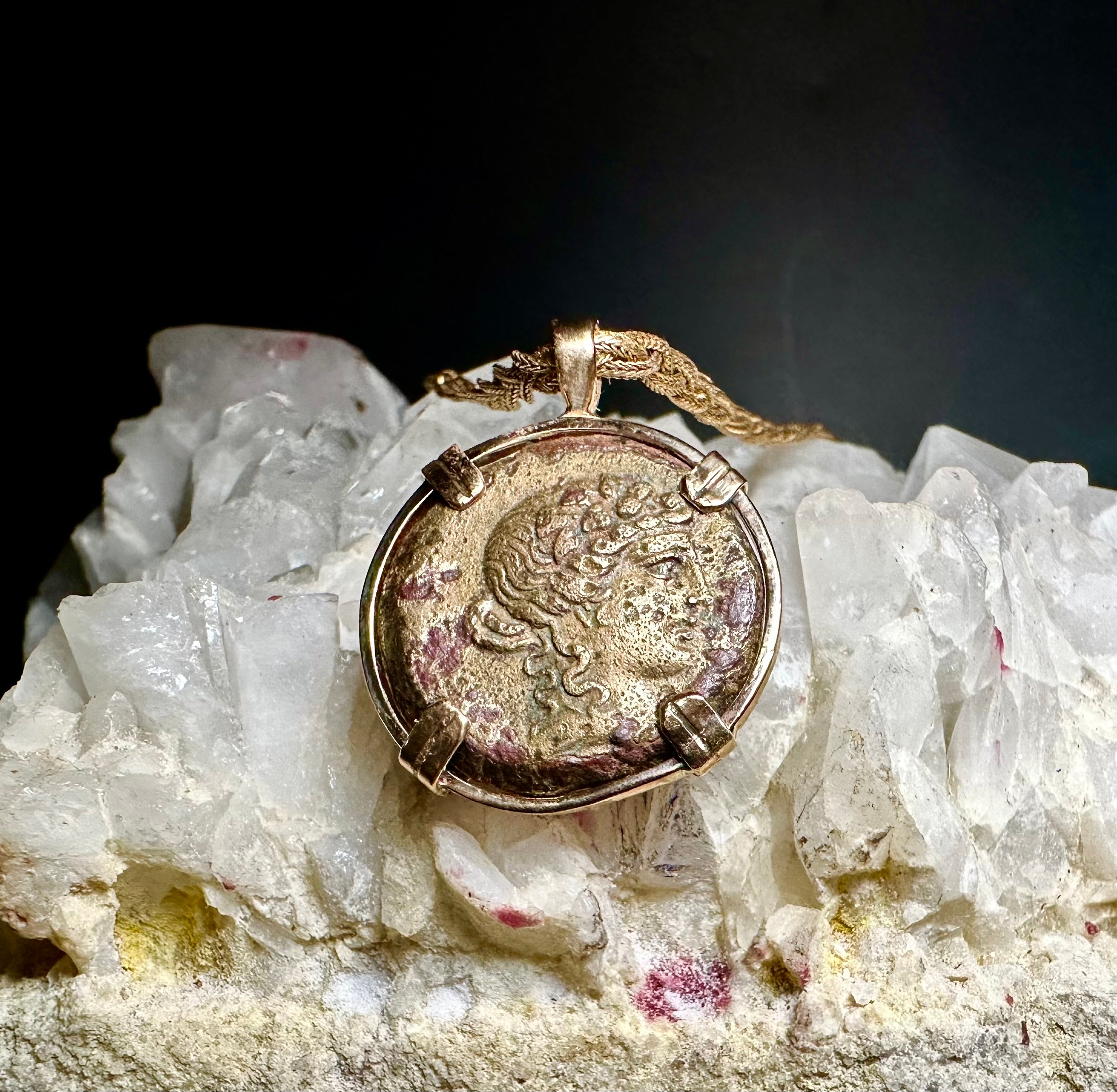 Ancient Greek Dionysus and centaur coin in 14k yellow gold filled