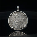 Genuine 14th Century Jesus Christ and St. Mark coin in hand made sterling silver