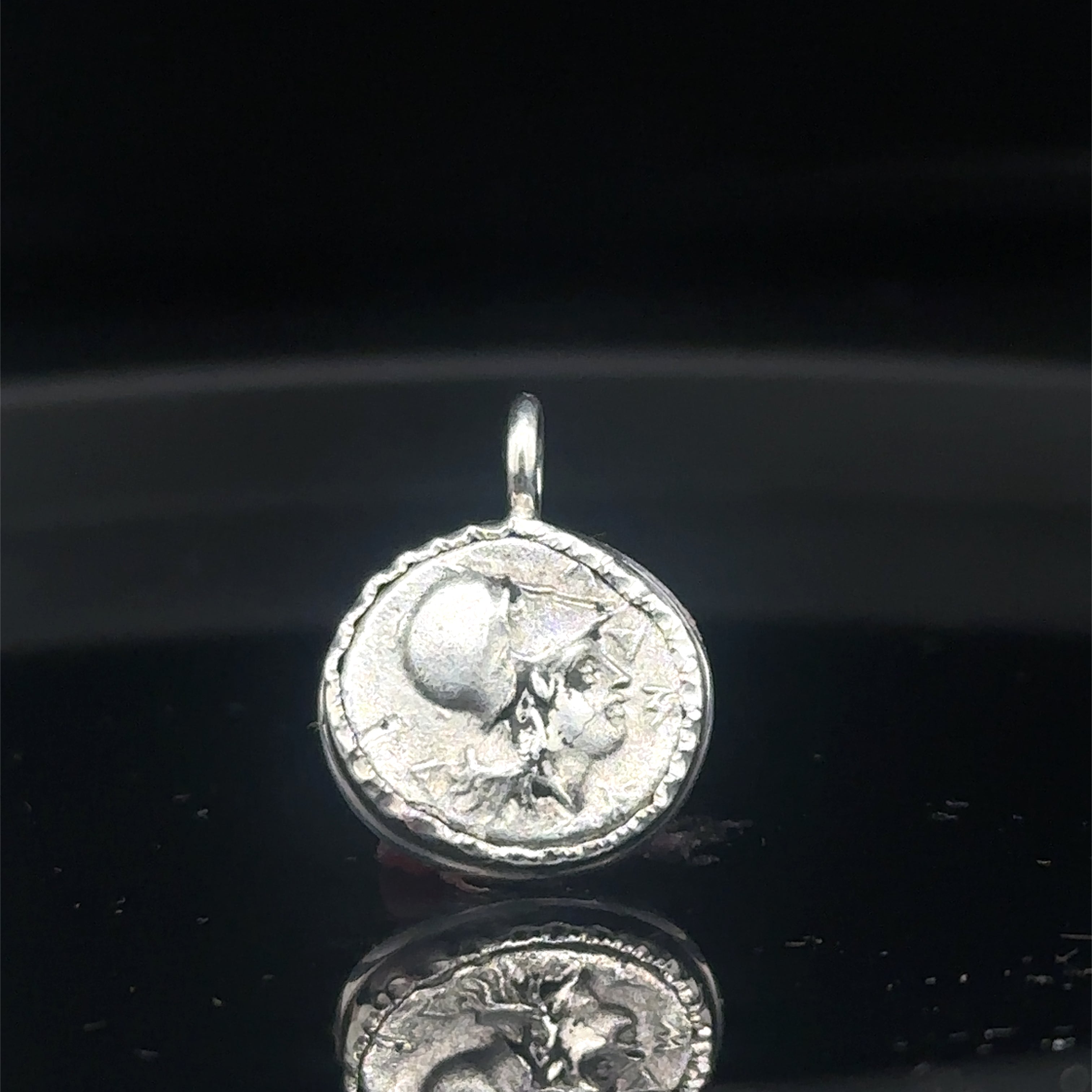 Ancient Greek Athena and Janus Silver coin in sterling silver bezel Pendant