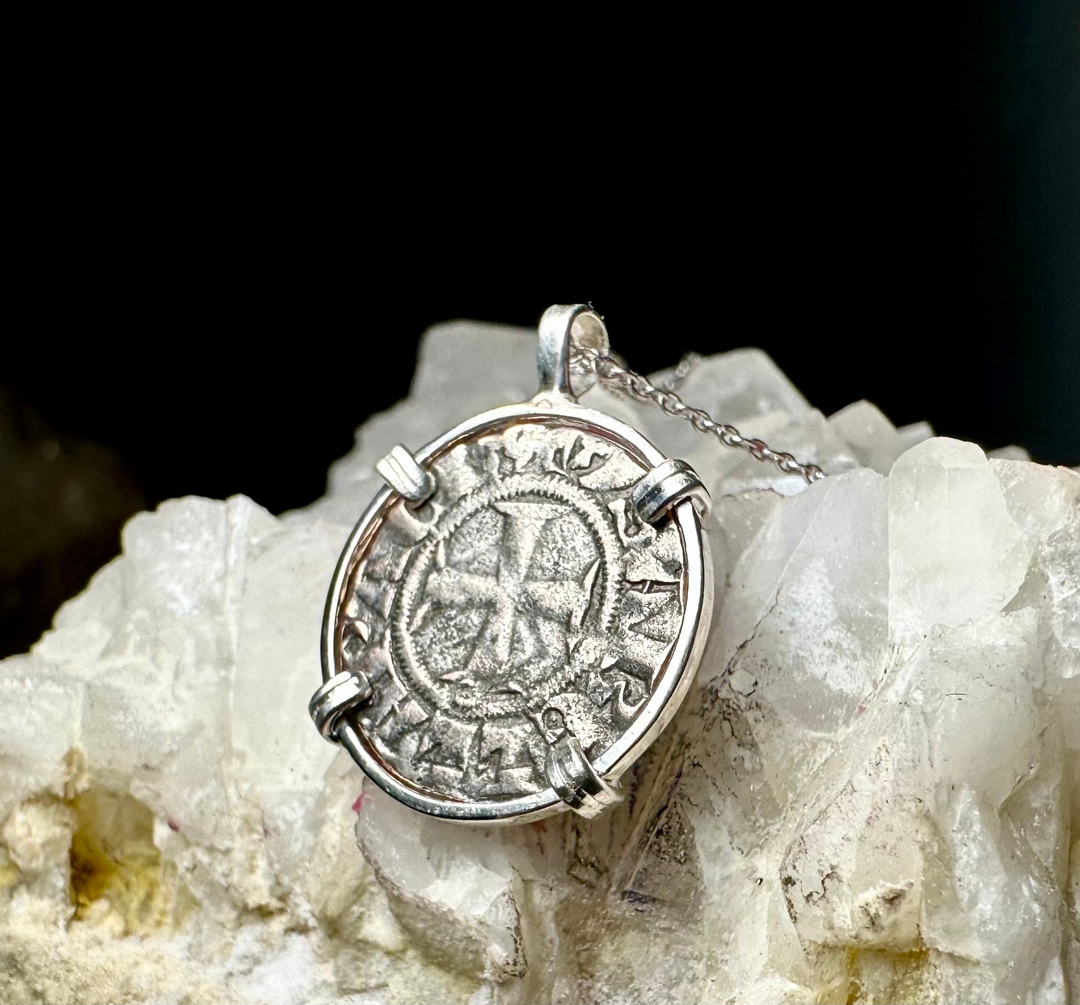 13th century Christian crusades coin in sterling silver