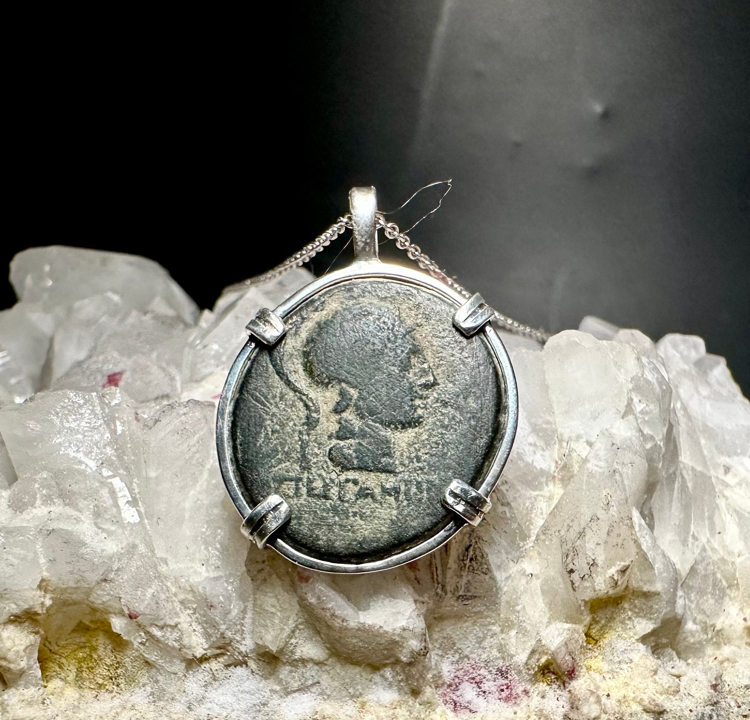 Ancient Greek Athena and Nike coin in sterling silver