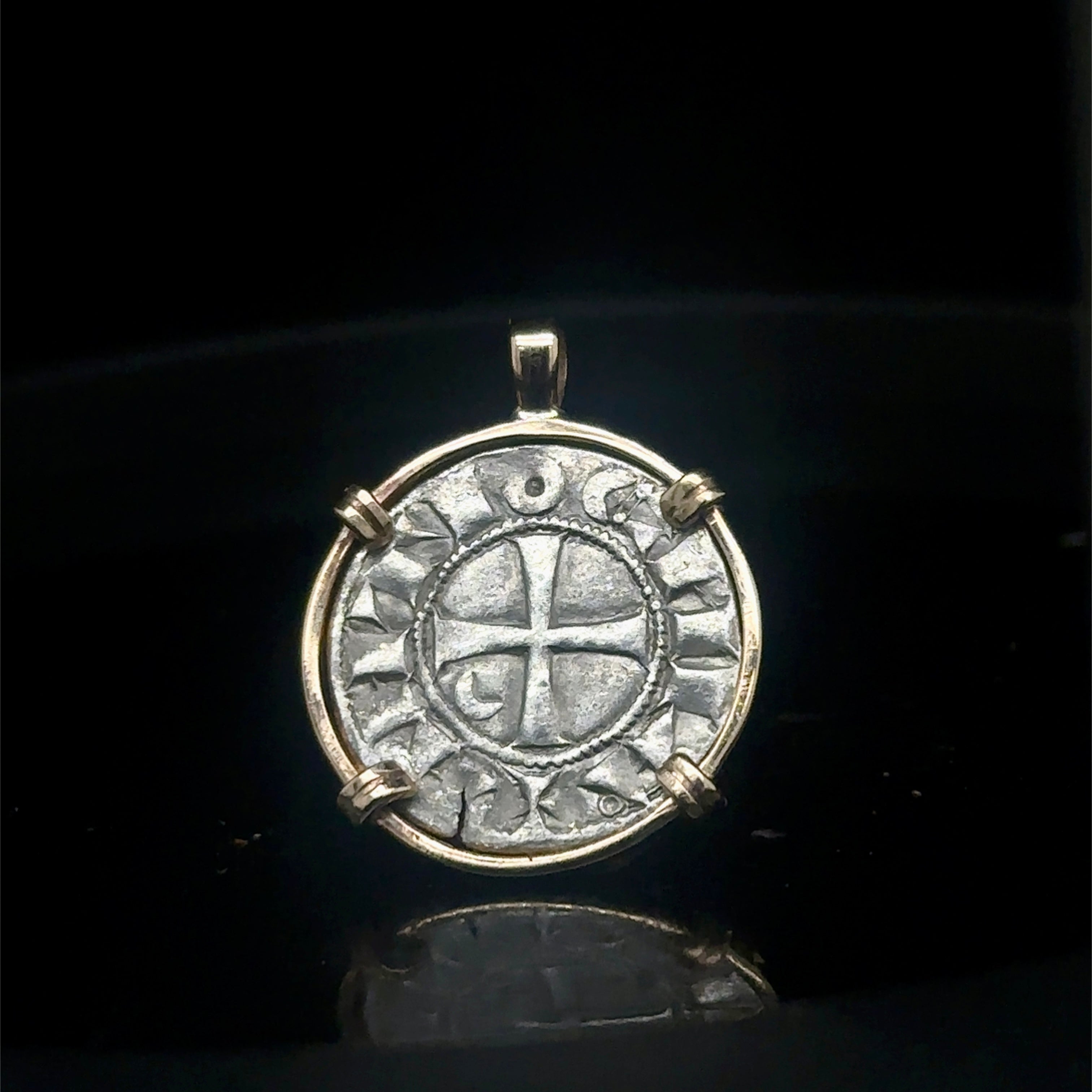 12th century Templar Christian Crusader Coin in 14k yellow gold filled pendant