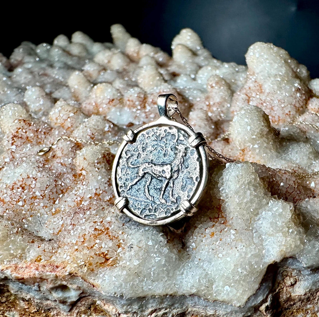 Genuine 4th century BC Apollo and Lion coin in 14k yellow gold filled pendant