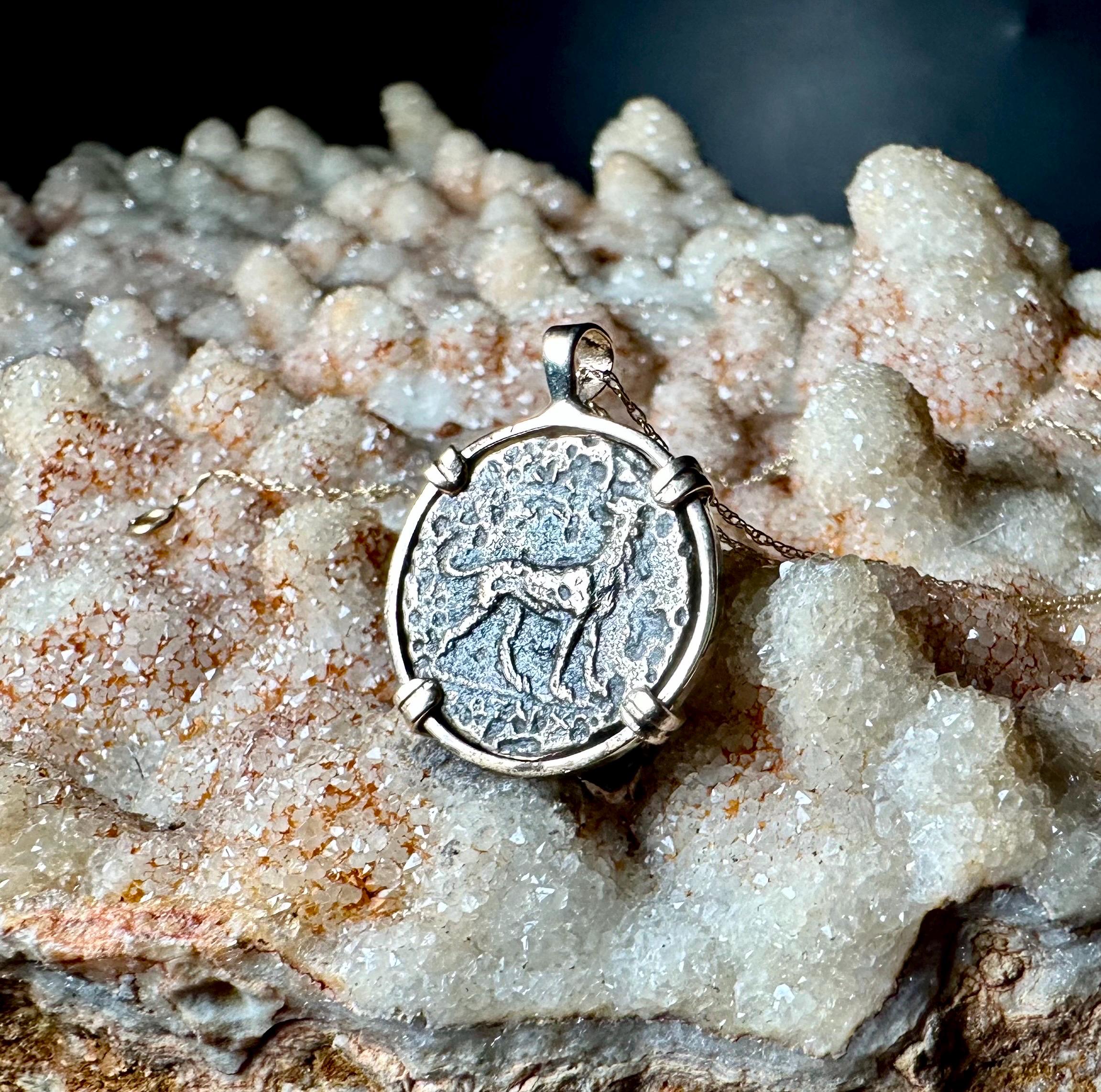 Genuine 4th century BC Apollo and Lion coin in 14k yellow gold filled pendant