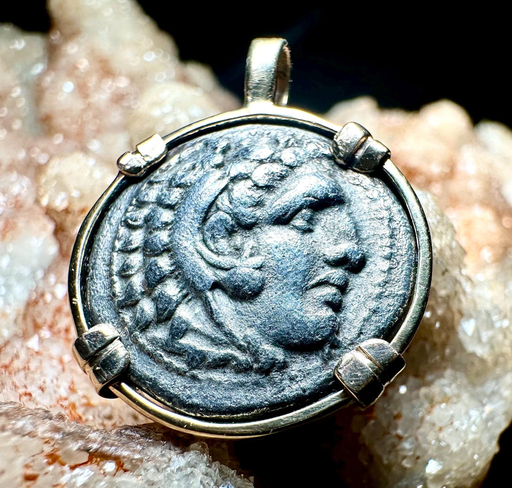 Genuine High Quality Ancient Greek coin in SOLID 14k Yellow Gold Pendant