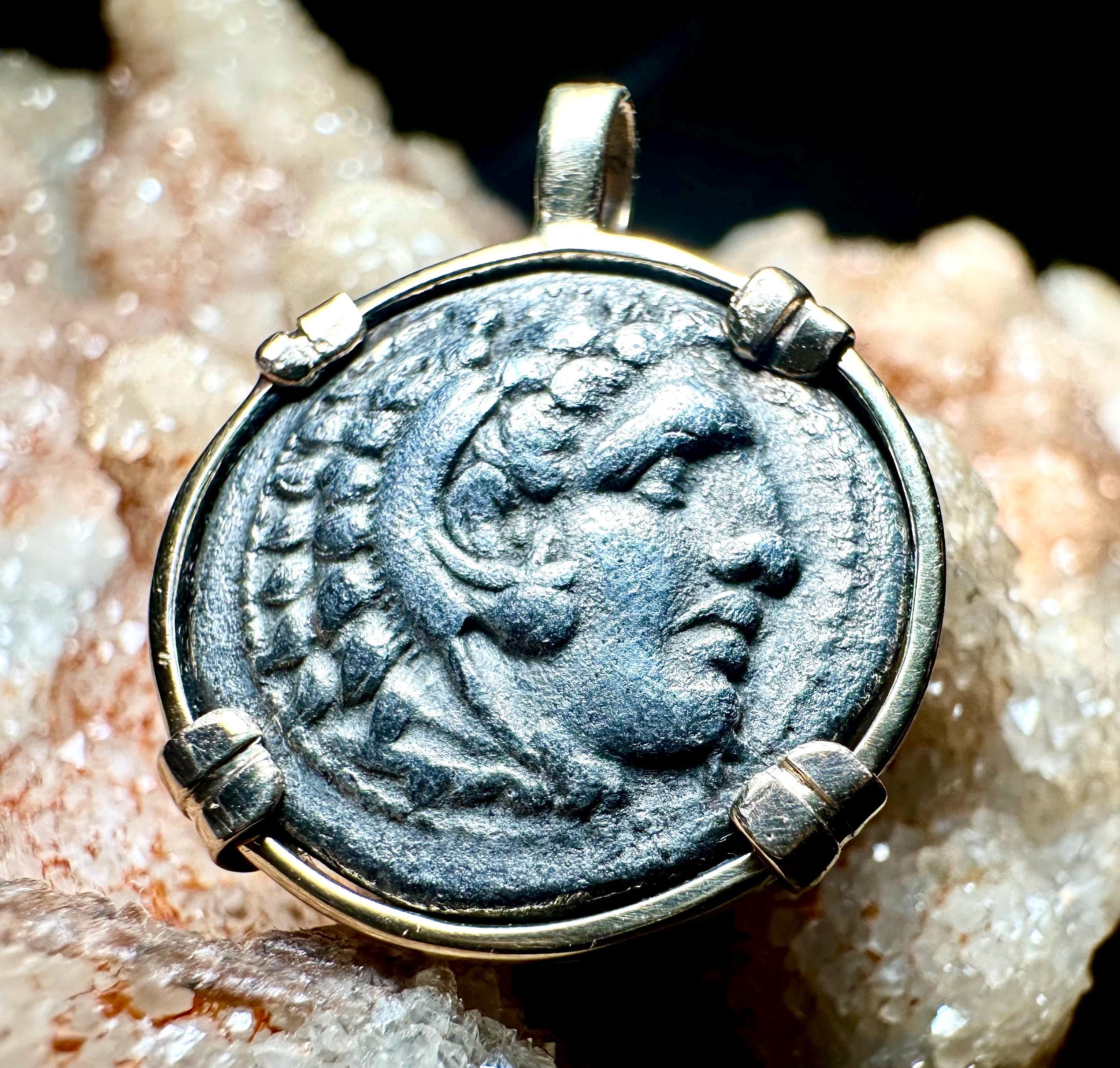 Genuine High Quality Ancient Greek coin in SOLID 14k Yellow Gold Pendant