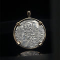 Genuine 14th Cent Jesus Christ and St Mark Coin in hand made 14k gold filled pendant