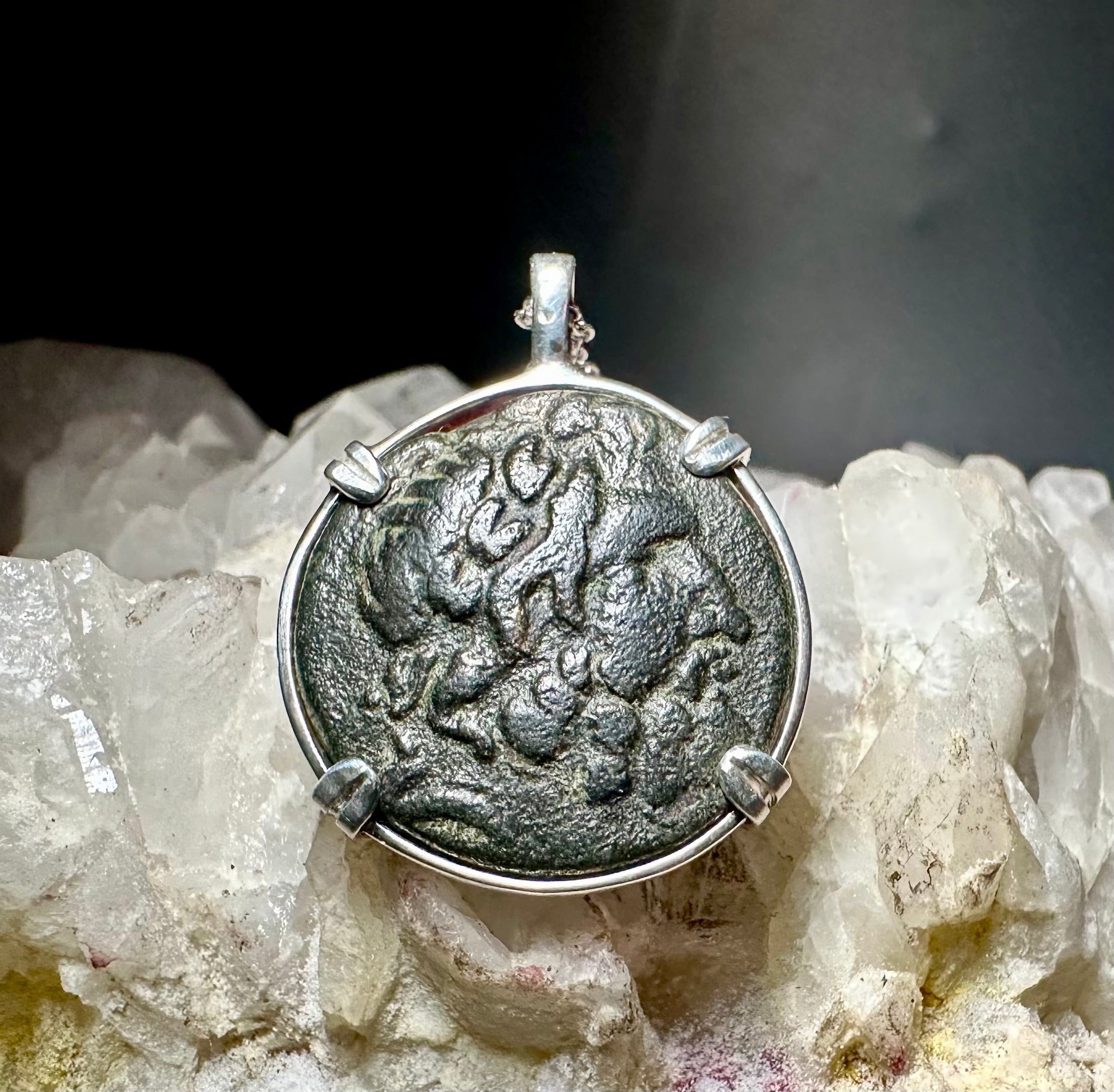 Ancient Greek Zeus and Artemis coin in sterling silver