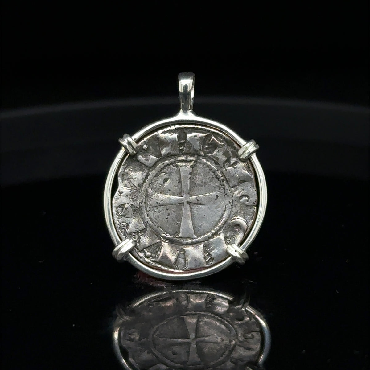 Medieval 12th century Templar Christian Crusades coin in Sterling Silver Pendant
