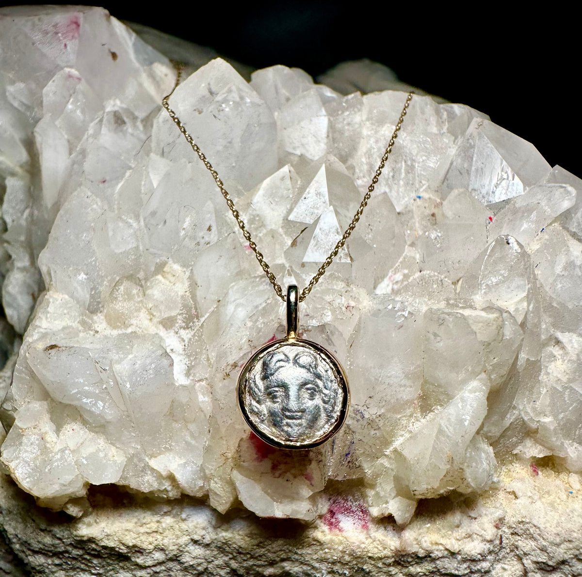 Ancient Greek Medusa and Athena silver