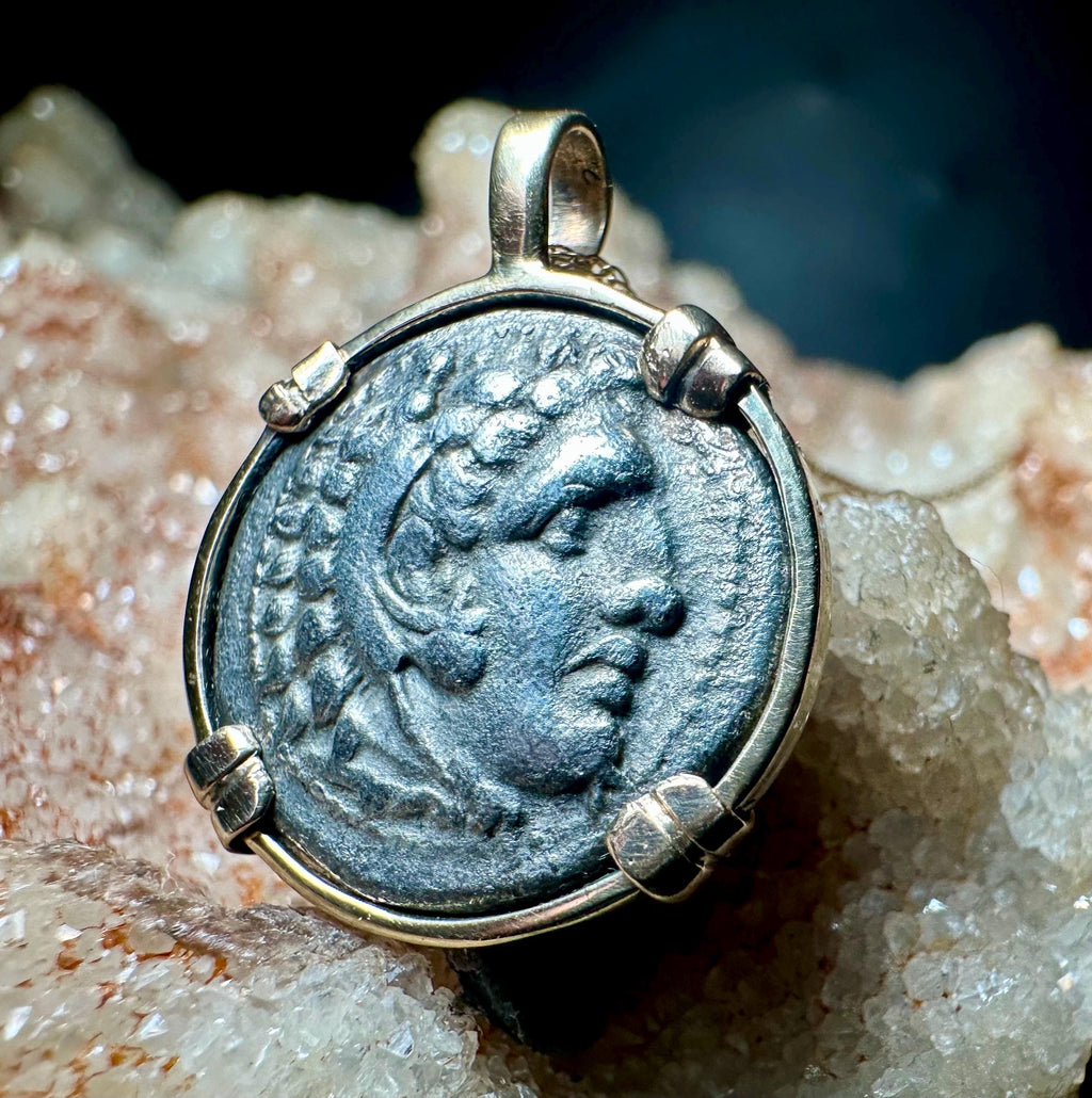 Genuine High Quality Ancient Greek coin in SOLID 14k Yellow Gold Pendant