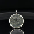 Ancient Greek Owl and Athena coin in sterling silver pendant