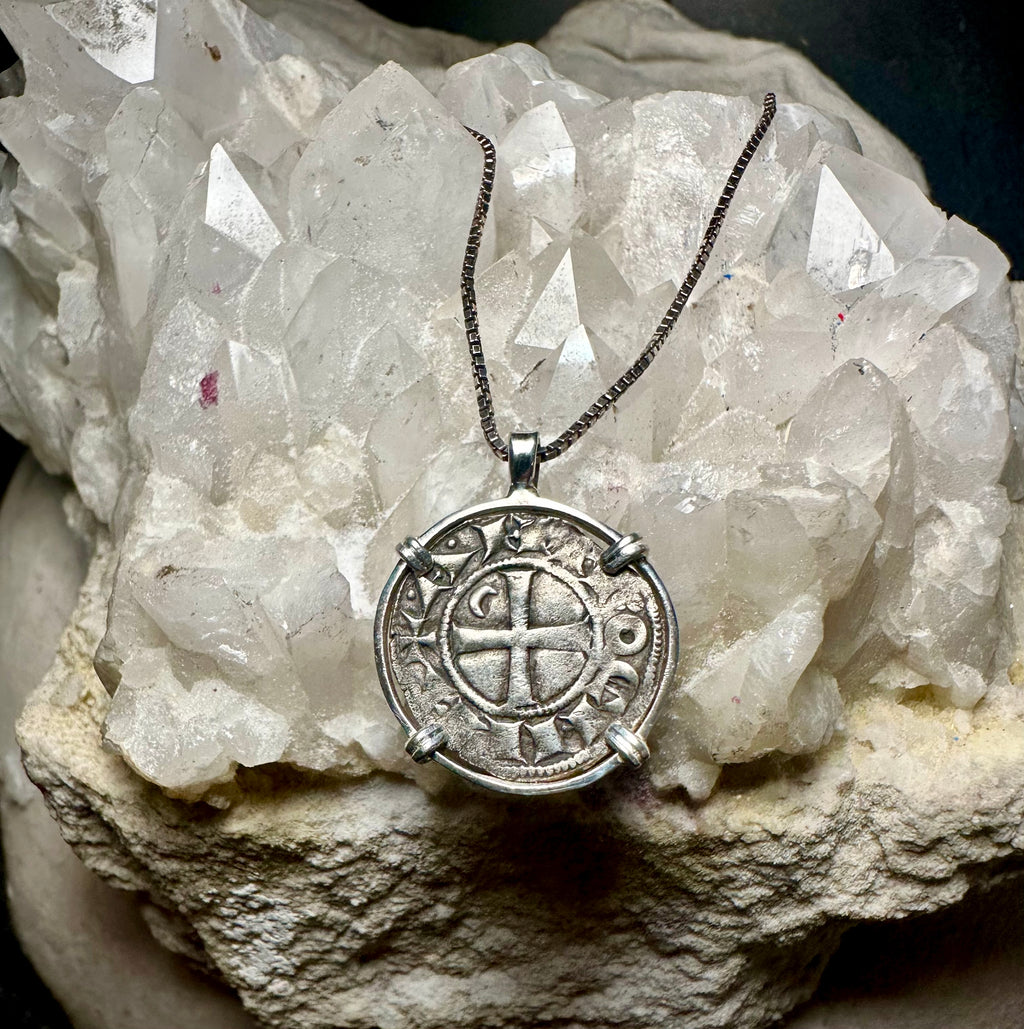 12th century Templar Christian Crusades coin in Sterling Silver Pendant