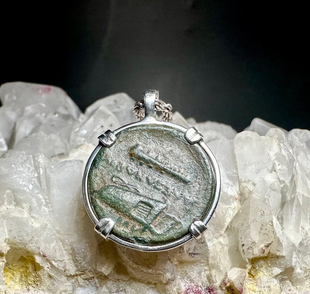 Ancient Greek Alexander The Great coin in sterling silver pendant