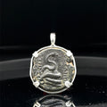 Ancient Greek Zeus and Serpent coin in sterling silver pendant