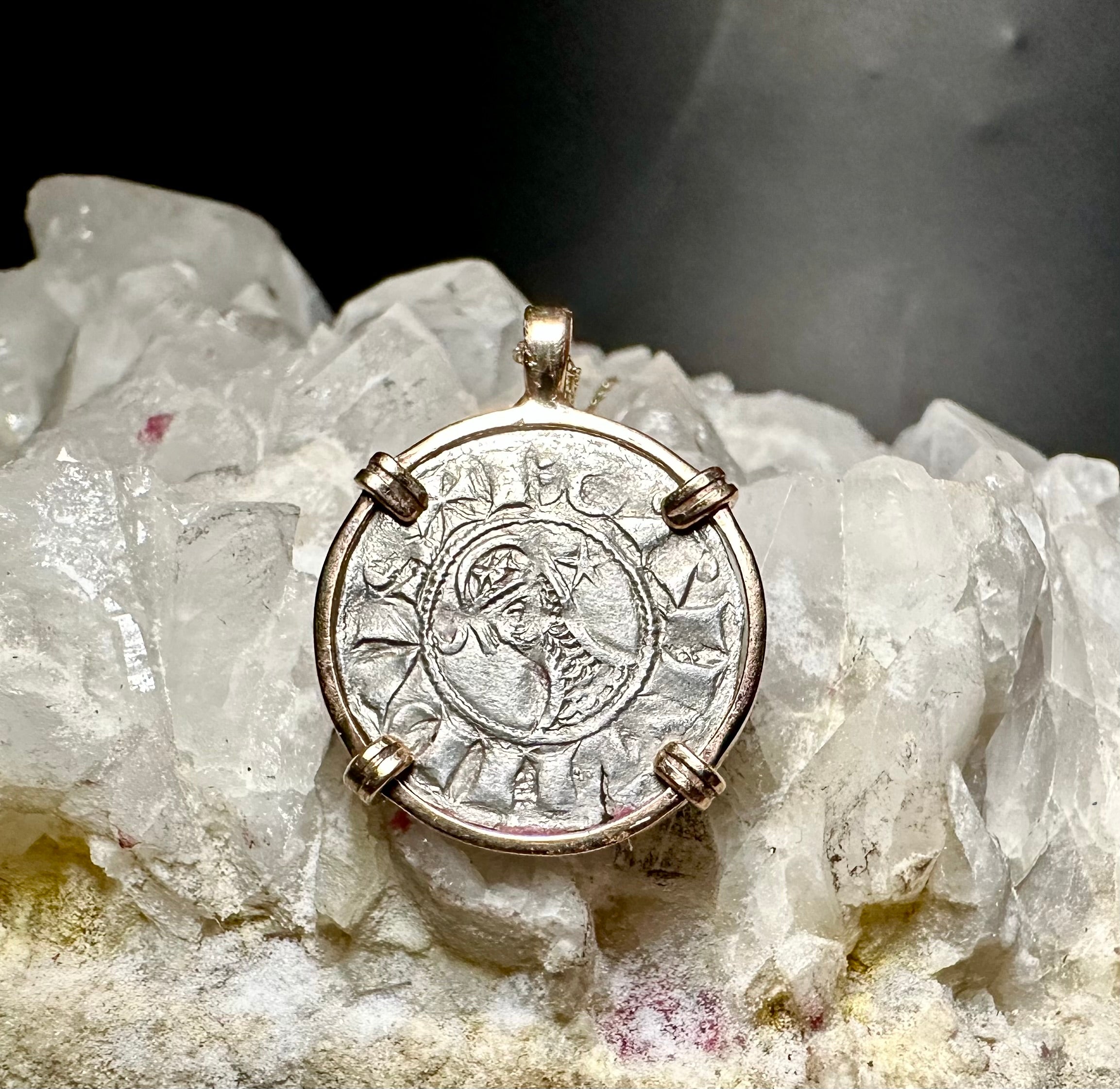 12th century Templar Christian Crusader Coin in 14k yellow gold filled pendant