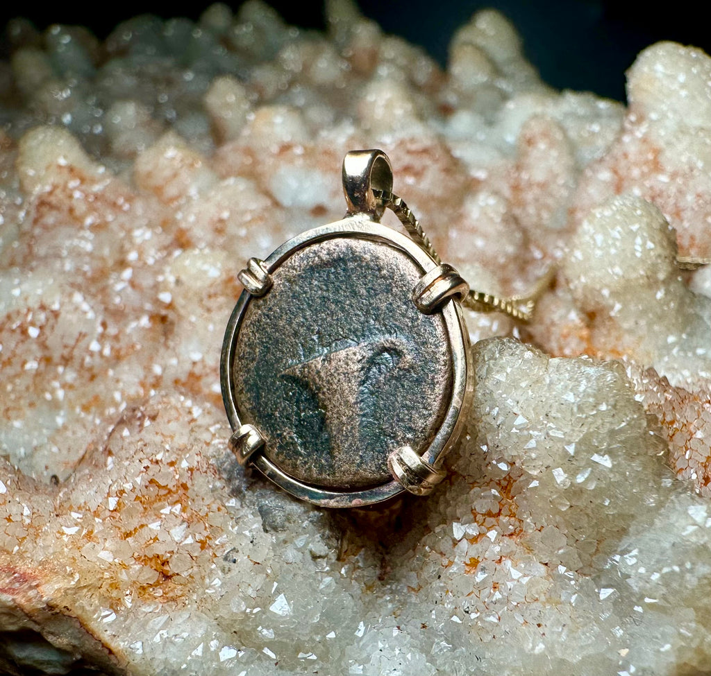 Ancient Greek Horse coin in 14k yellow gold filled pendant