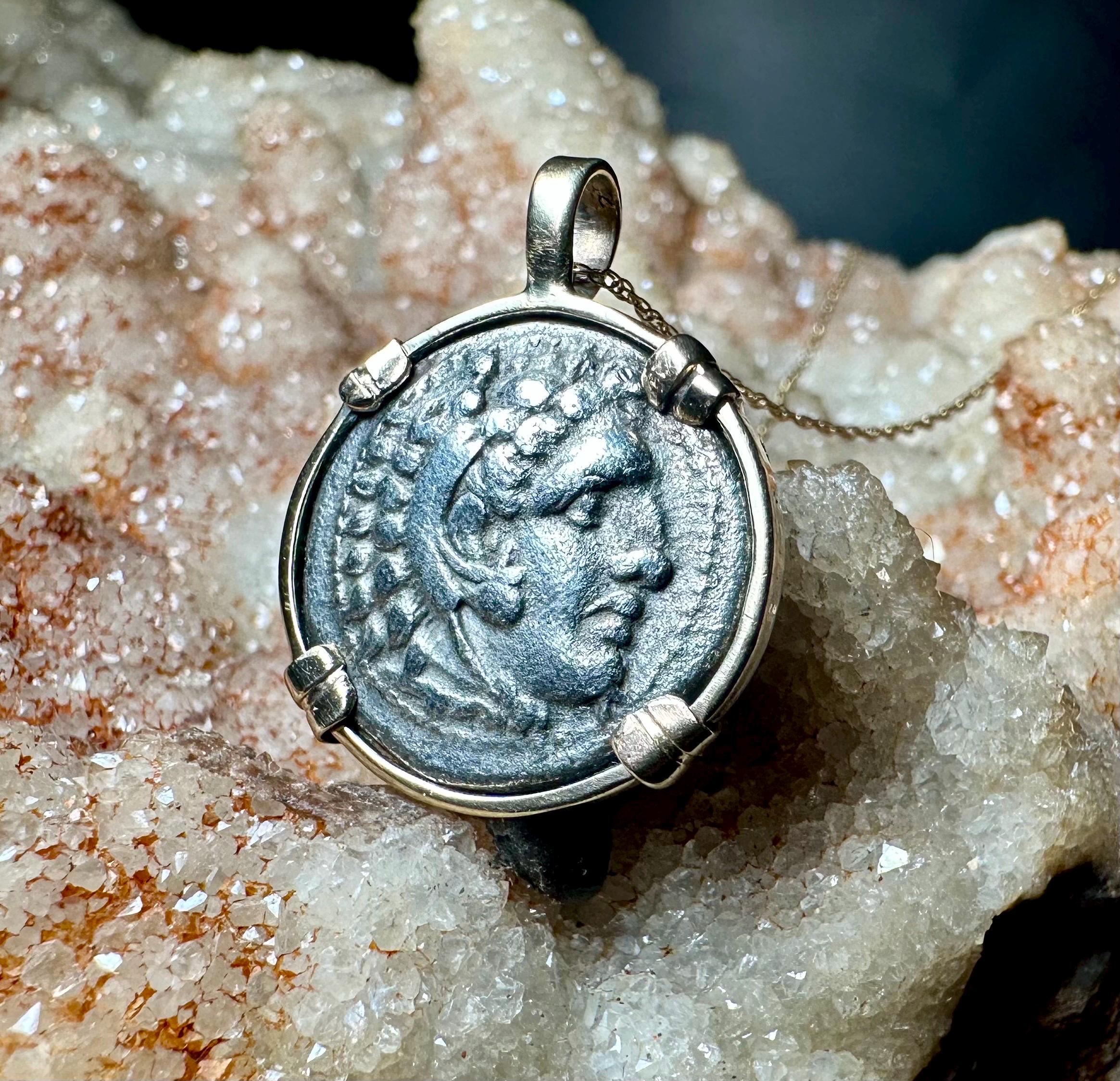 Genuine High Quality Ancient Greek coin in SOLID 14k Yellow Gold Pendant