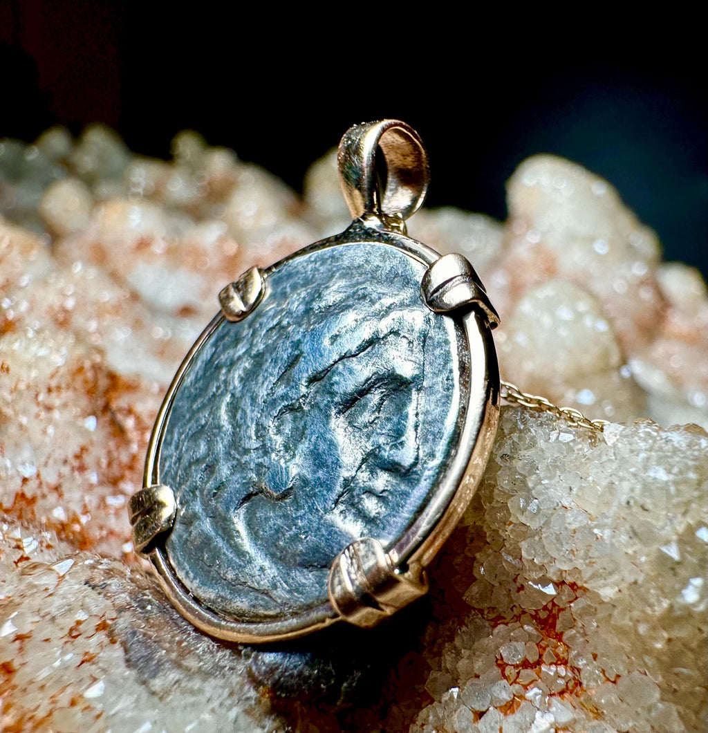 Genuine Alexander the Great Drachm in 14k yellow gold filled Pendant