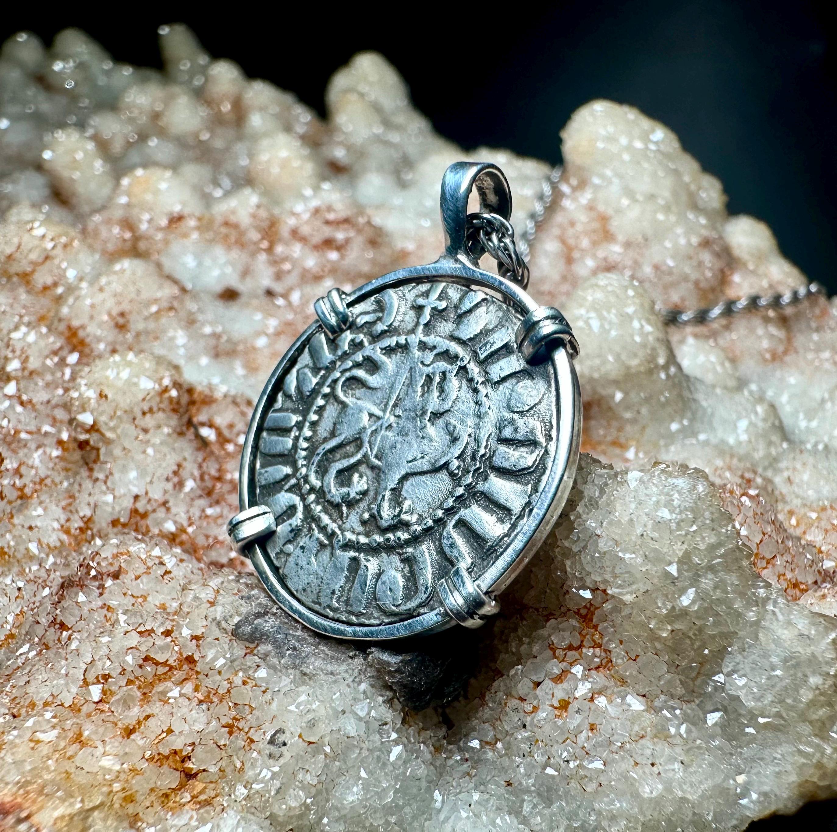Genuine 13th Century Christian Lion And Cross Crusader coin in pendant