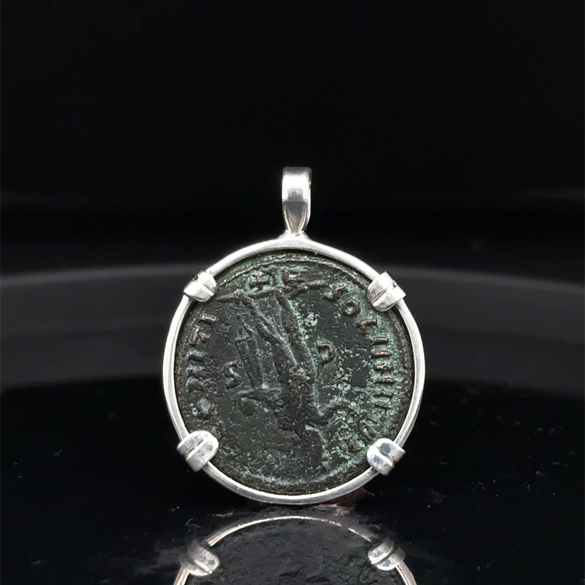 Ancient Roman Constantine The Great coin in sterling silver pendant
