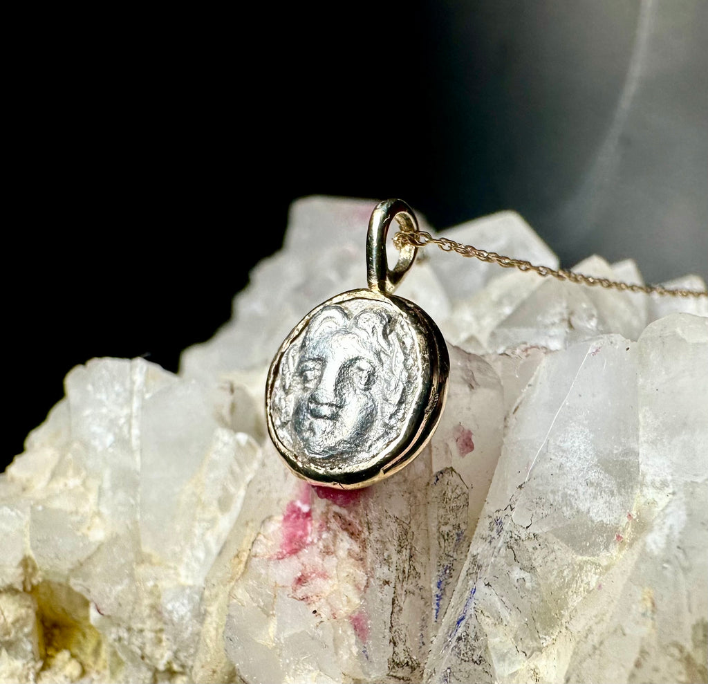 Ancient Greek Medusa and Athena silver
