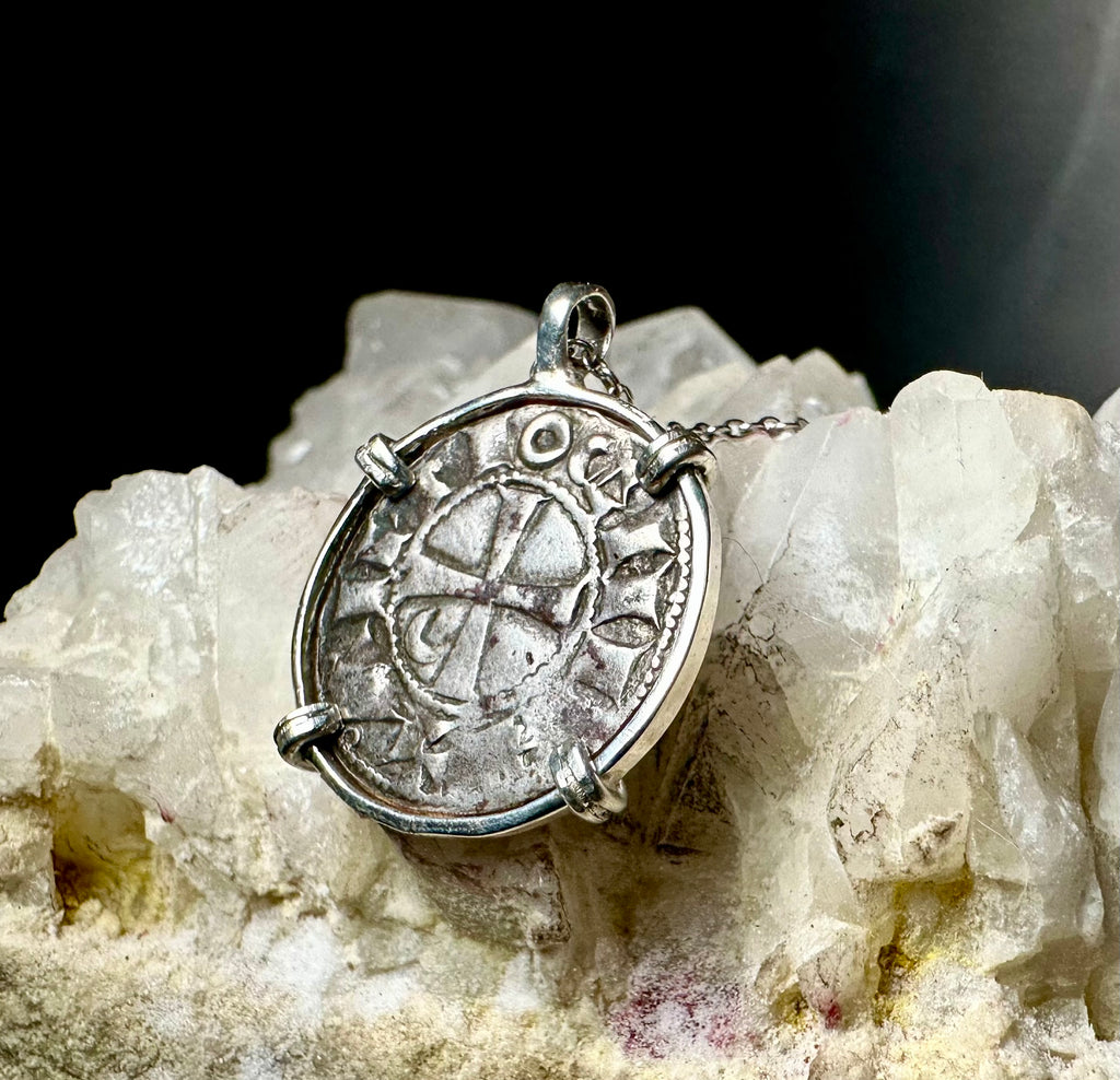 12th century Templar Christian Crusades coin in Sterling Silver Pendant