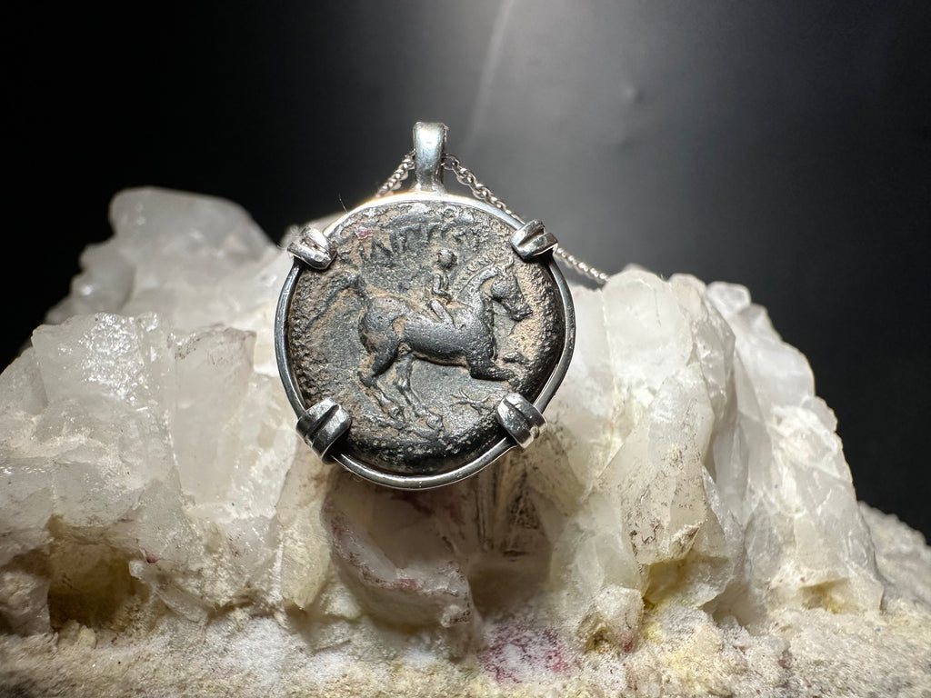 Ancient Greek Philip I coin in sterling silver pendant
