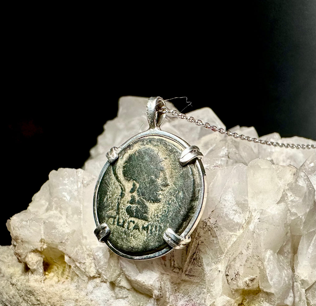 Ancient Greek Athena and Nike coin in sterling silver
