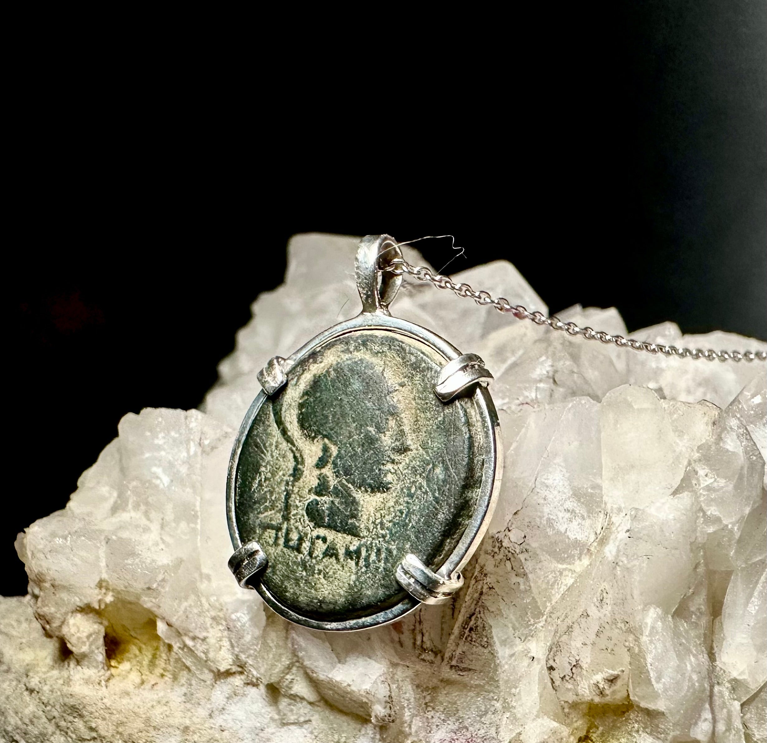 Ancient Greek Athena and Nike coin in sterling silver