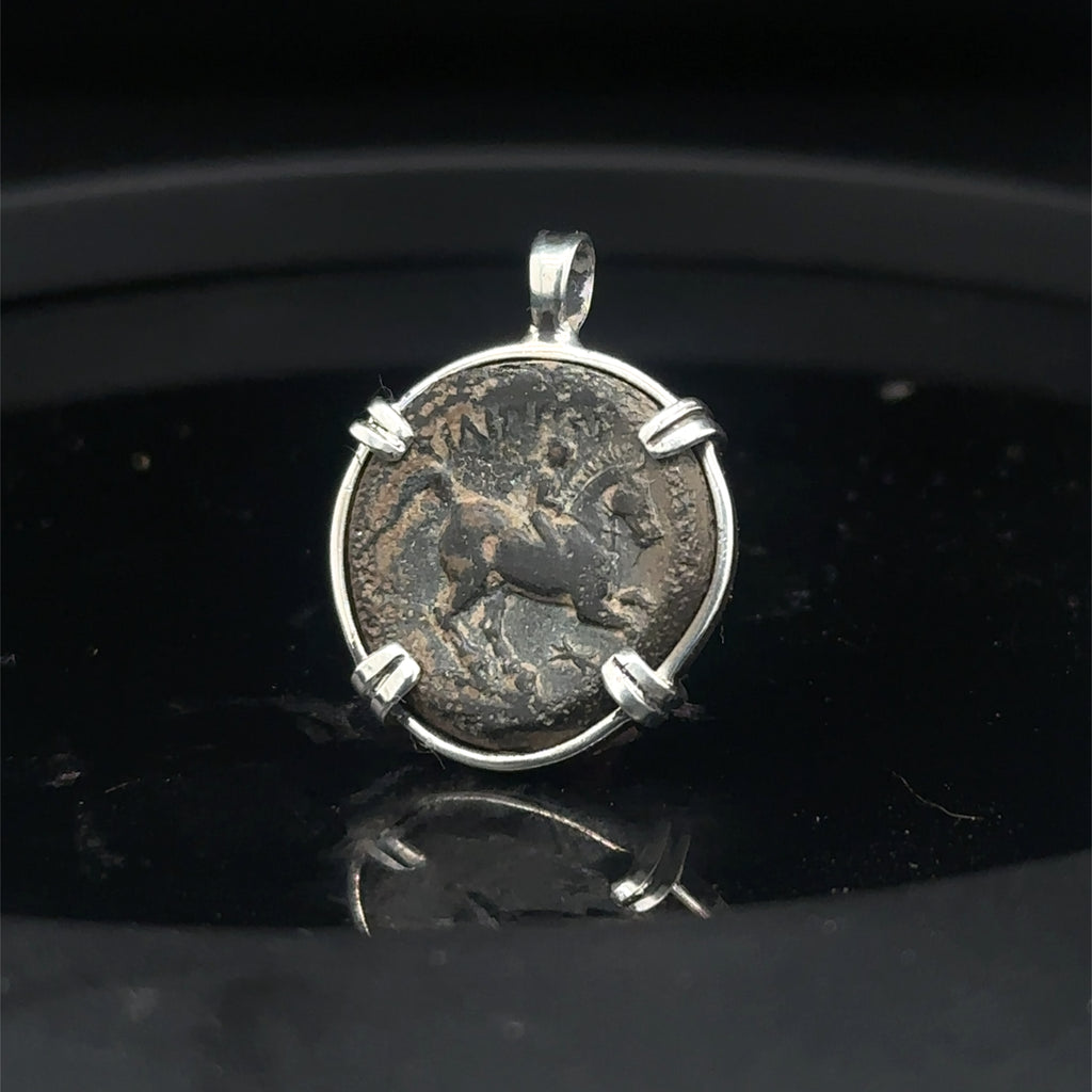 Ancient Greek Philip I coin in sterling silver pendant