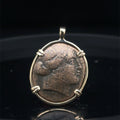 Ancient Greek Amazonian warrior and Horse coin in 14k yellow gold filled pendant