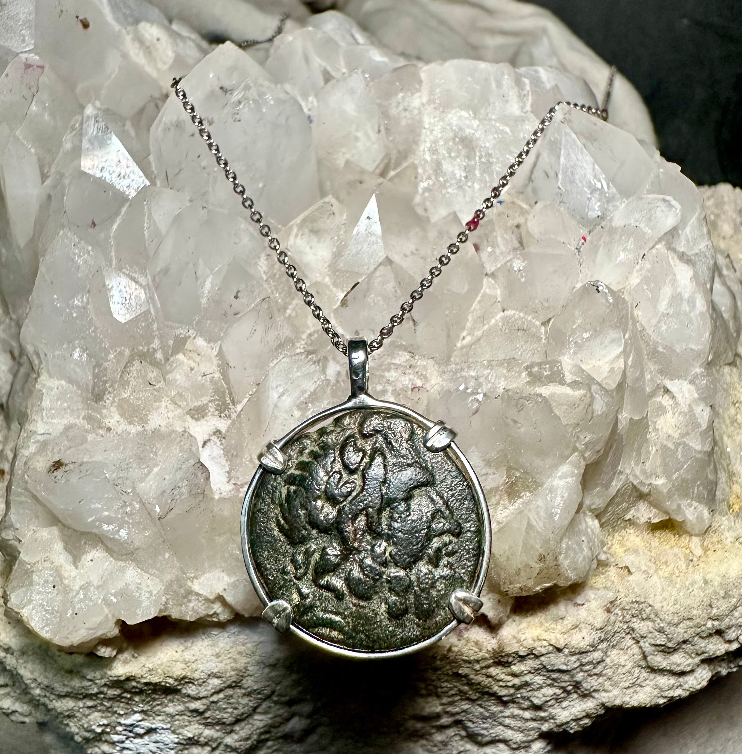 Ancient Greek Zeus and Artemis coin in sterling silver