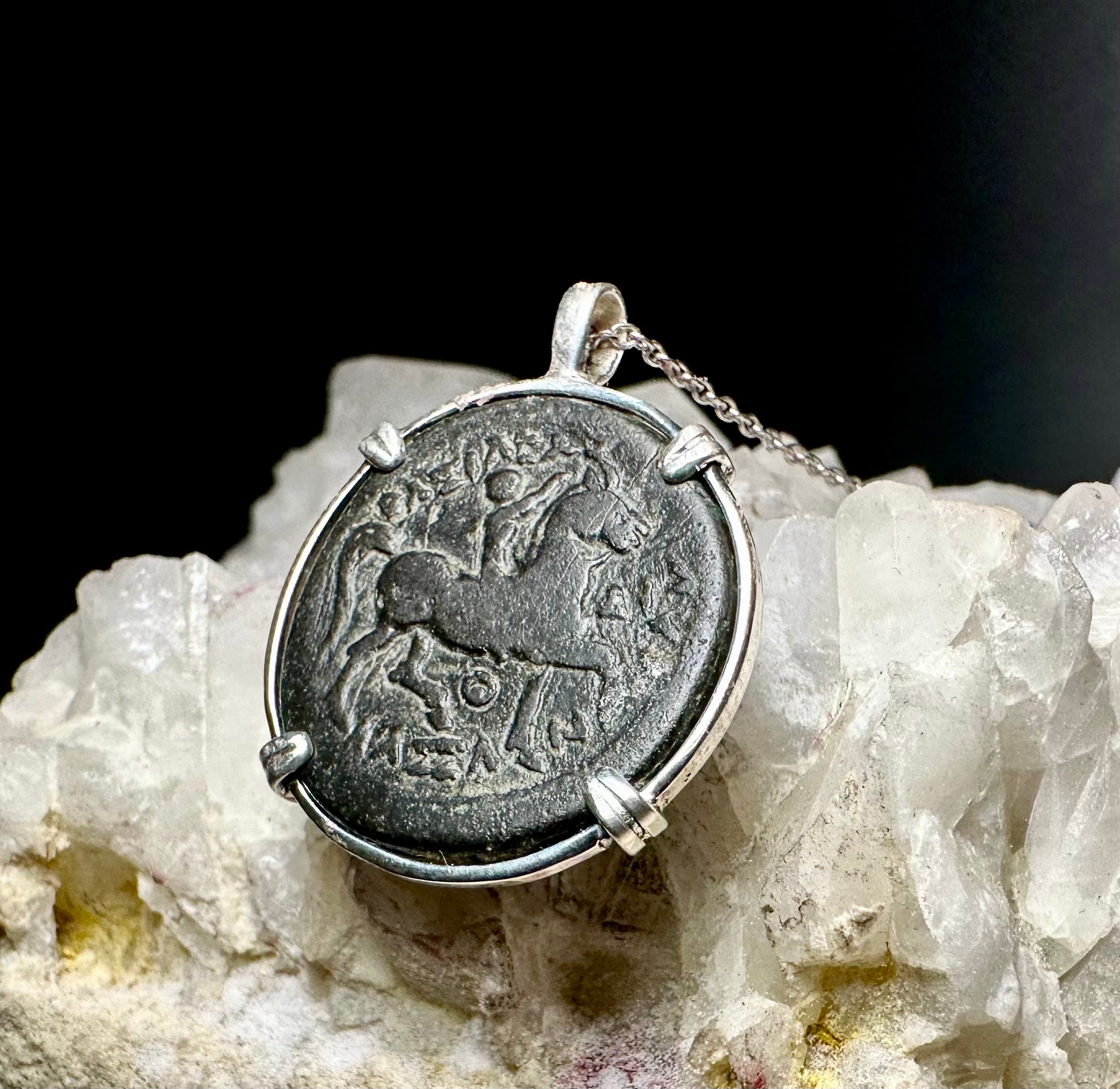 Alexander the Great coin in sterling silver pendant