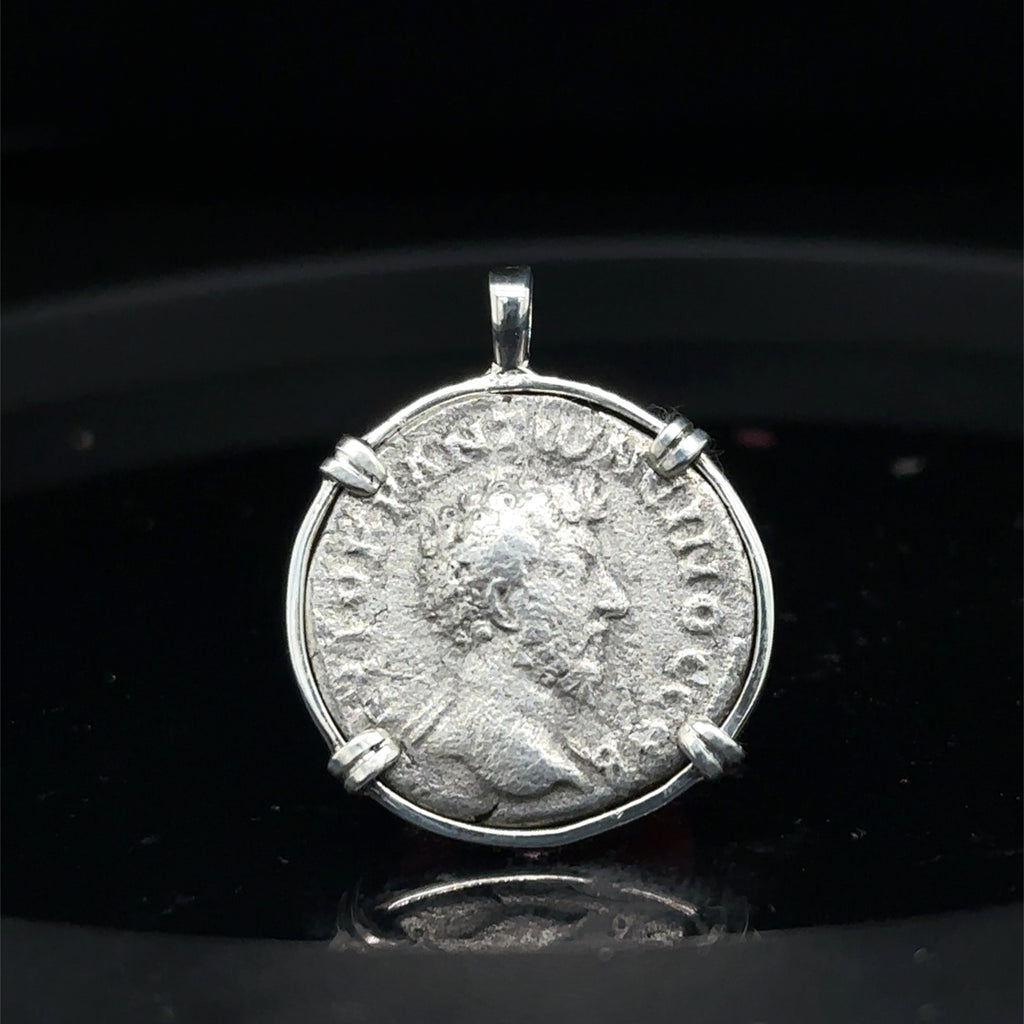 Marcus Aurelius silver Didrachm in sterling silver pendant