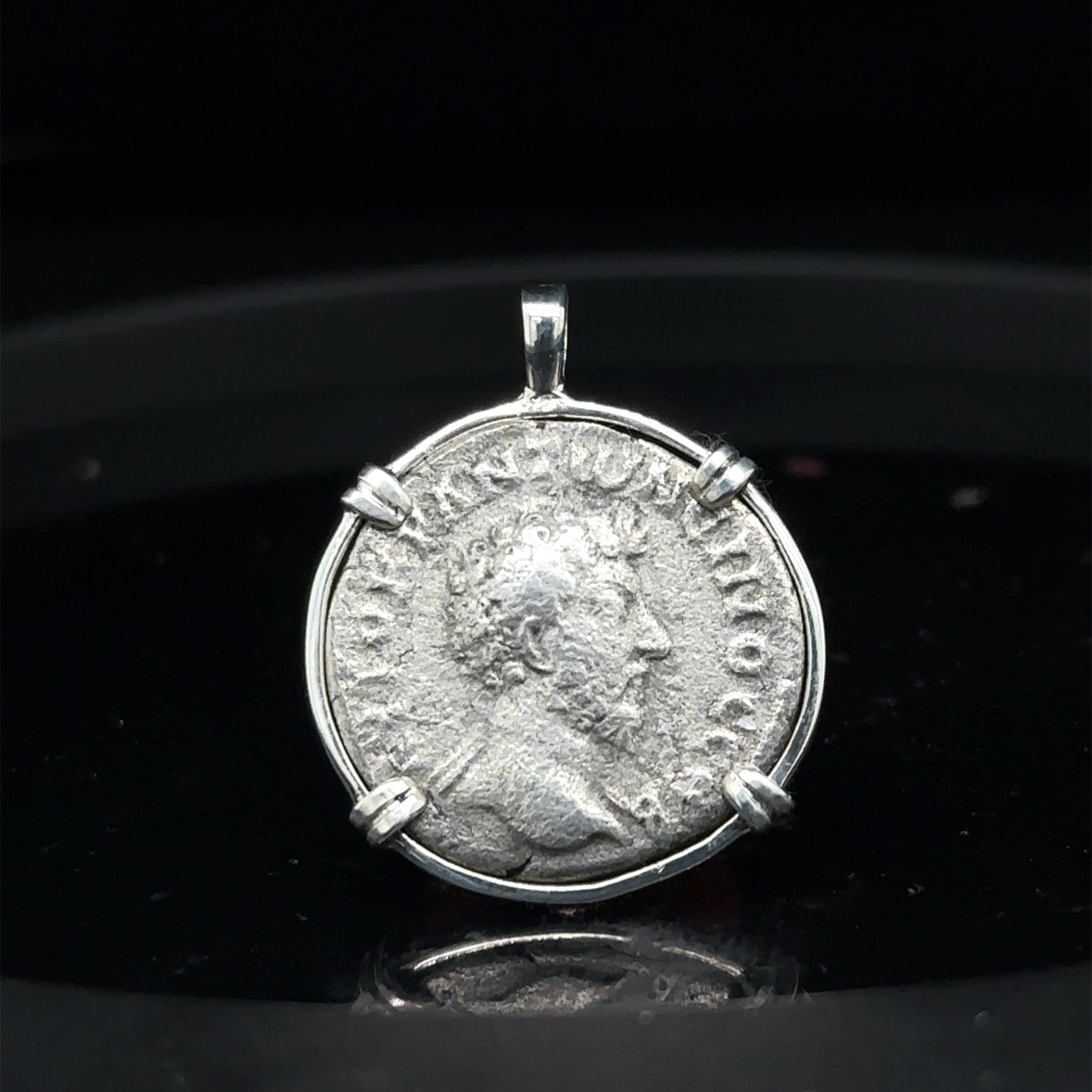 Marcus Aurelius silver Didrachm in sterling silver pendant