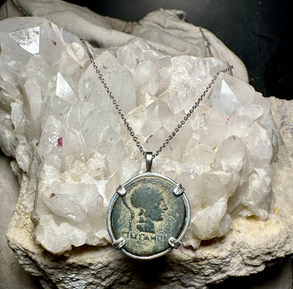 Ancient Greek Athena and Nike coin in sterling silver