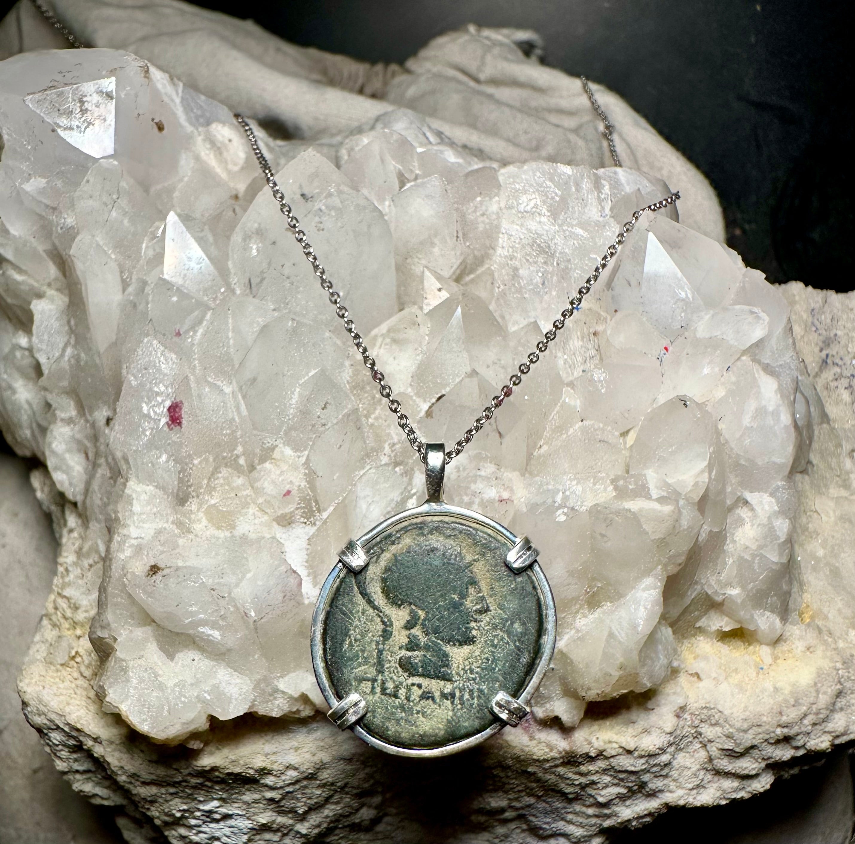 Ancient Greek Athena and Nike coin in sterling silver