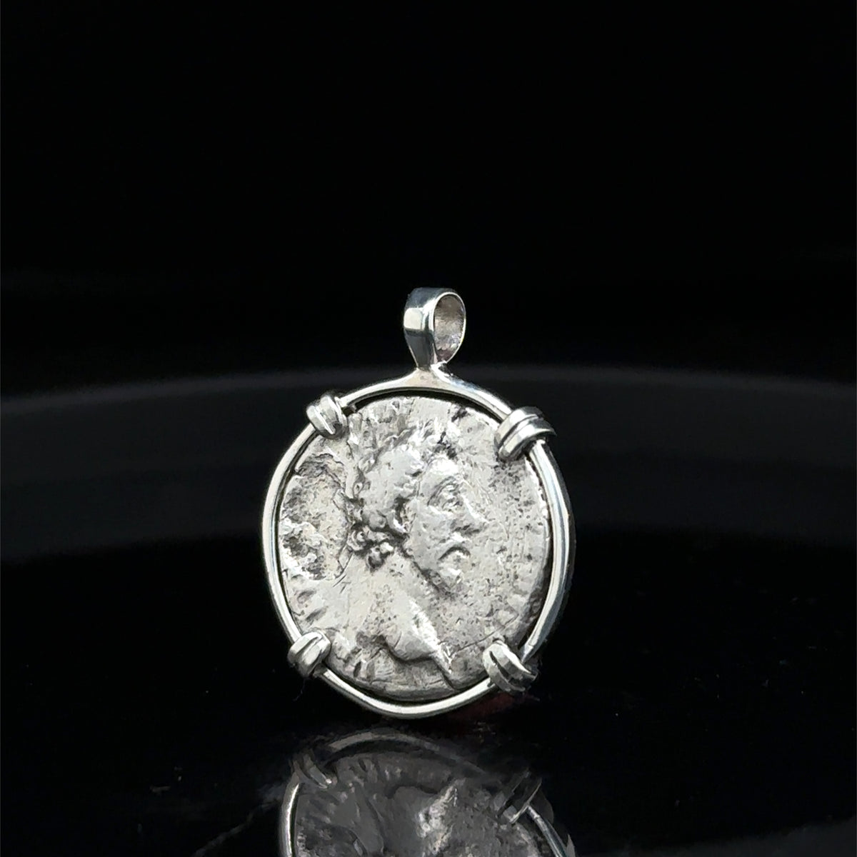 Ancient Roman Marcus Aurelius Denarius in sterling silver pendant