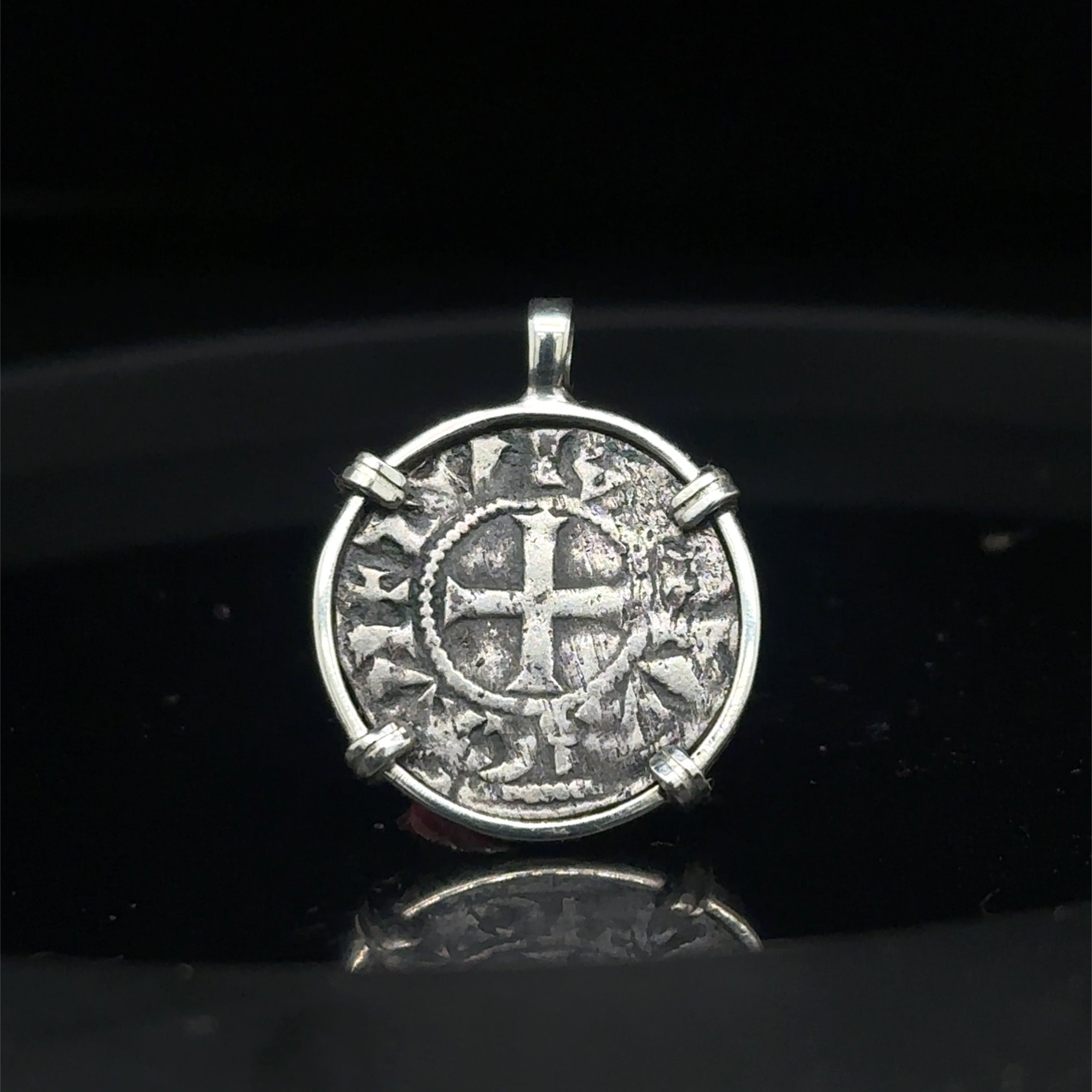 12th century French Christian crusader coin in sterling silver