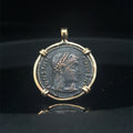 Ancient Roman Constantine The Great coin in 14k yellow gold filled pendant