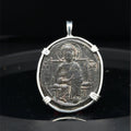 Ancient Byzantine Christ coin in sterling silver pendant “Christ king of Kings” inscription