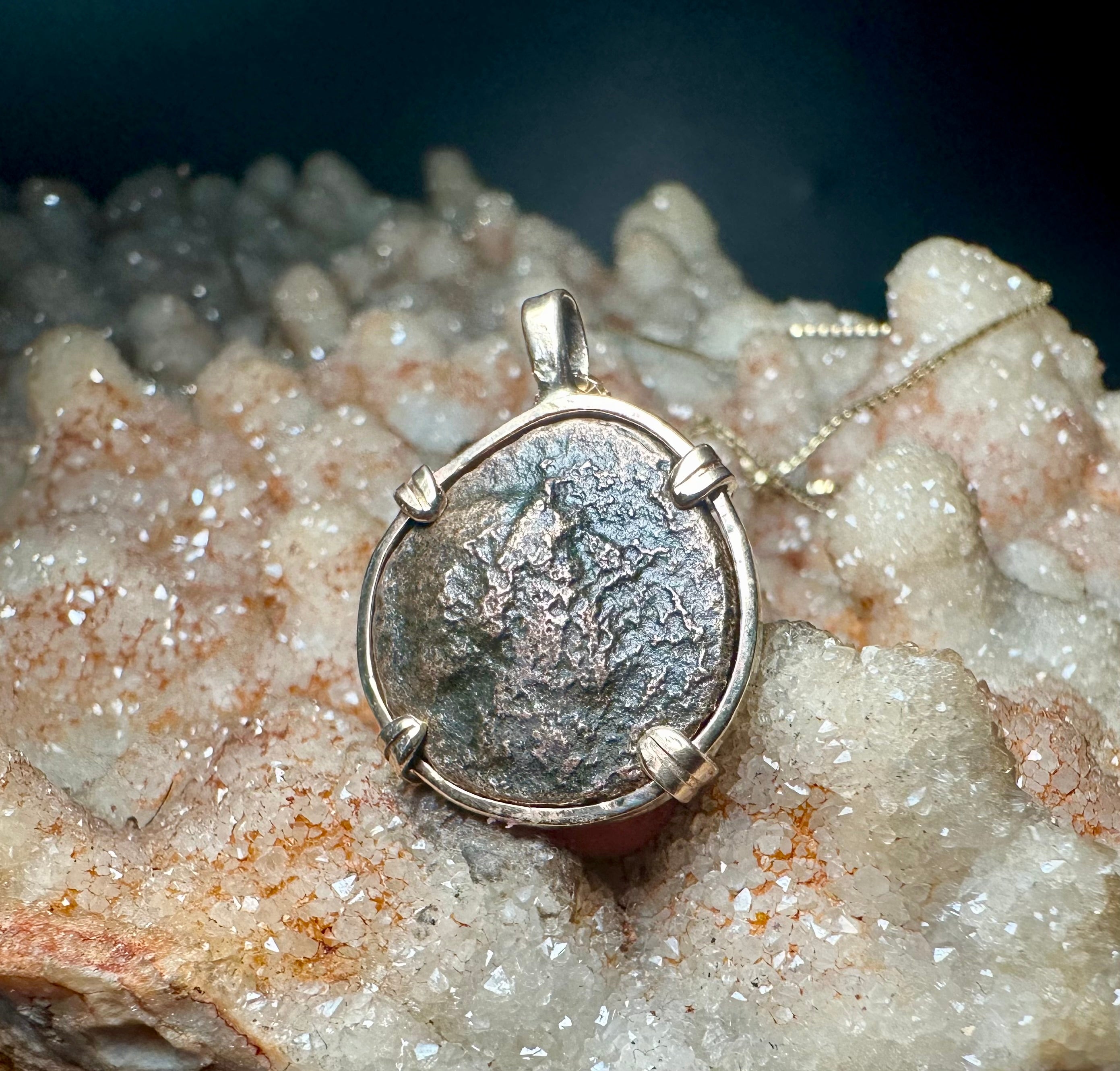 Ancient Greek Horse coin in 14k yellow gold filled pendant