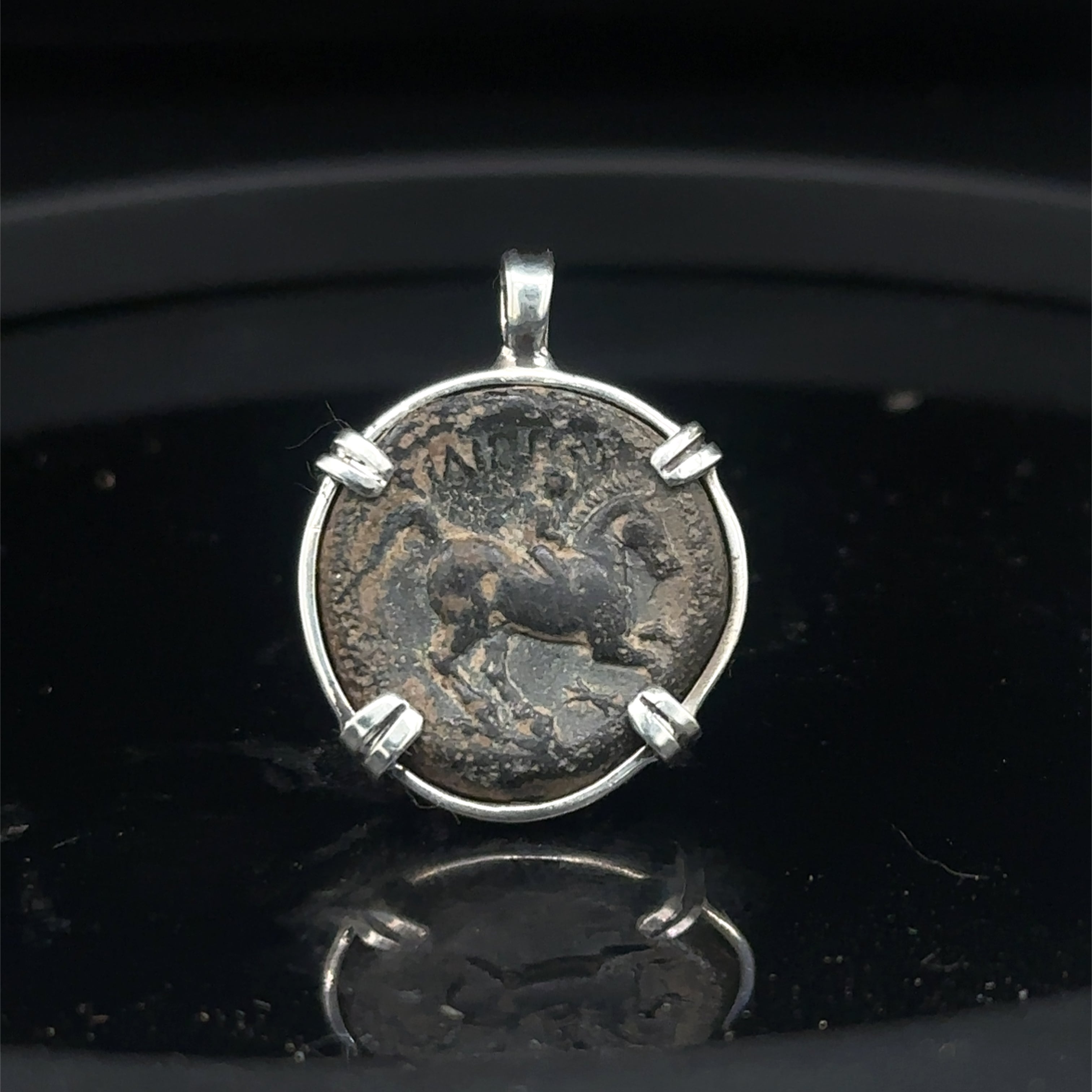 Ancient Greek Philip I coin in sterling silver pendant
