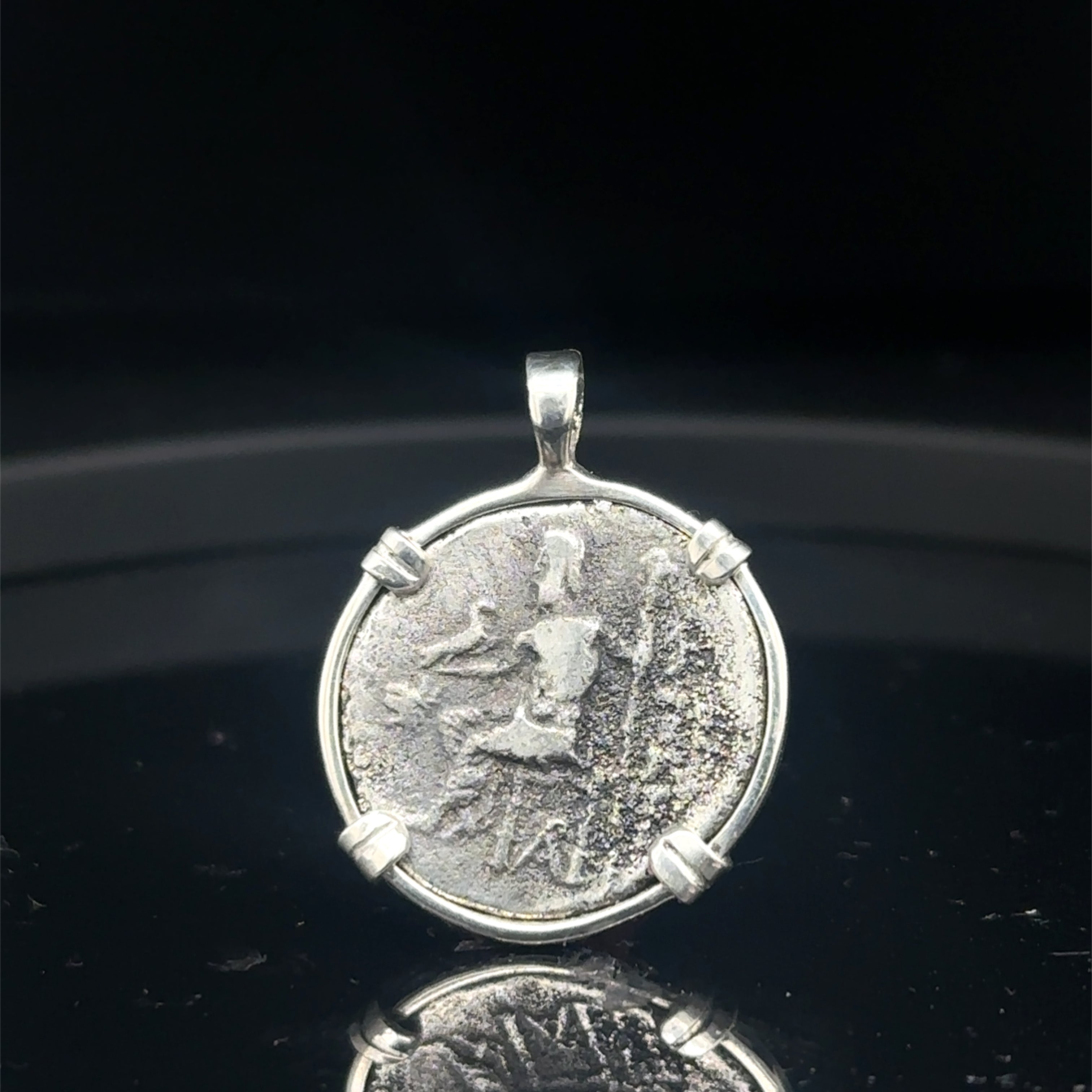 Ancient Greek Alexander the Great silver Drachm in sterling silver pendant